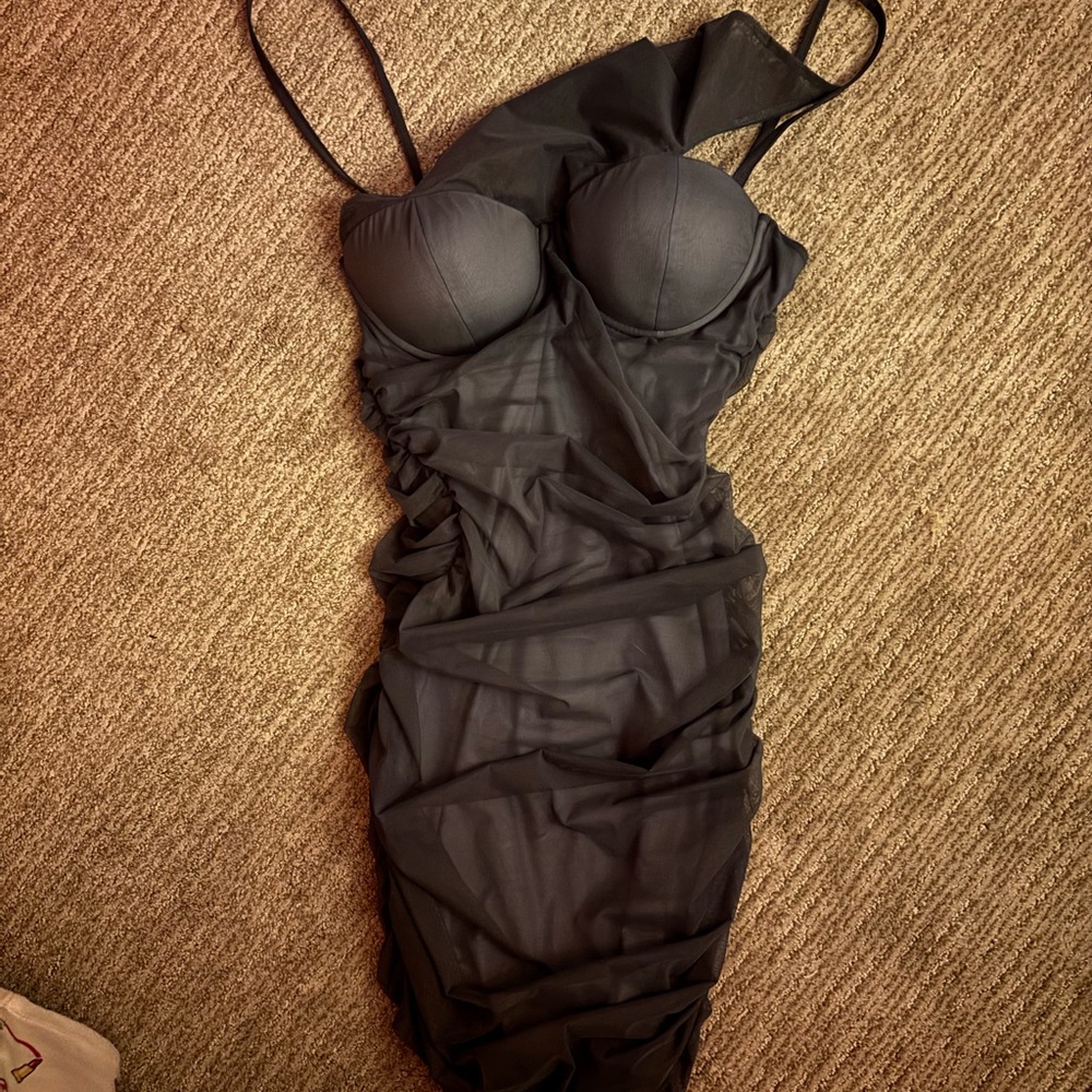 Elegant Black Ruched Dress